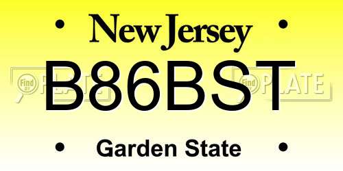 B86BST New Jersey License Plate