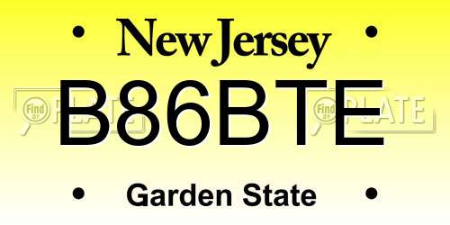 B86BTE New Jersey License Plate