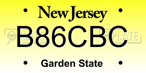 B86CBC New Jersey License Plate
