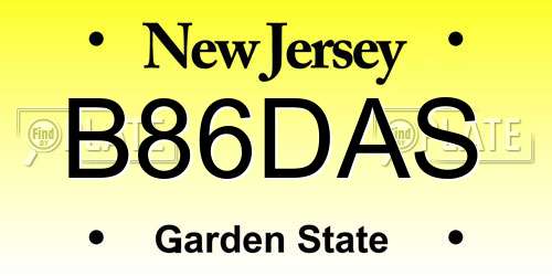 B86DAS New Jersey License Plate