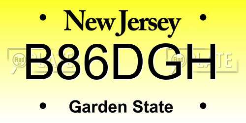 B86DGH New Jersey License Plate