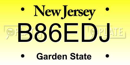 B86EDJ New Jersey License Plate