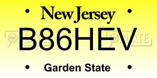 B86HEV New Jersey License Plate
