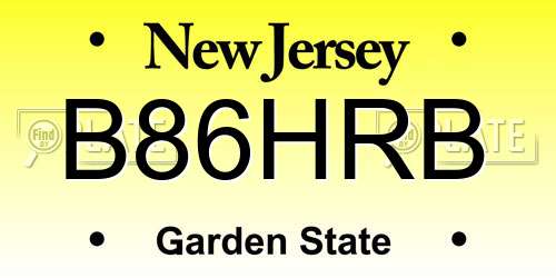 B86HRB New Jersey License Plate