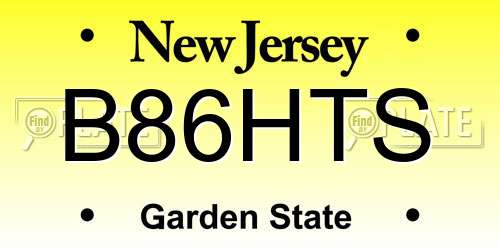 B86HTS New Jersey License Plate