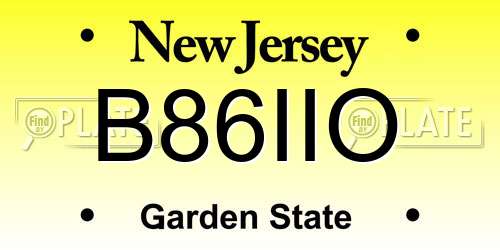 B86IIO New Jersey License Plate