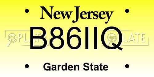B86IIQ New Jersey License Plate