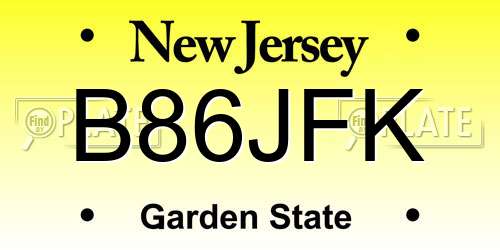B86JFK New Jersey License Plate