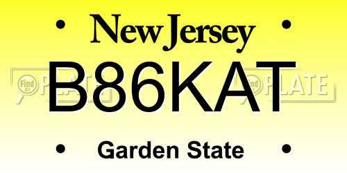 B86KAT New Jersey License Plate