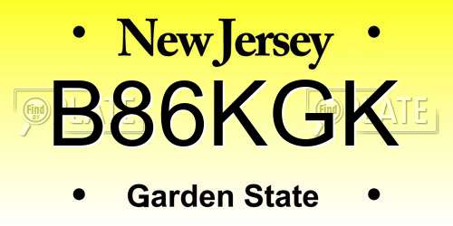 B86KGK New Jersey License Plate