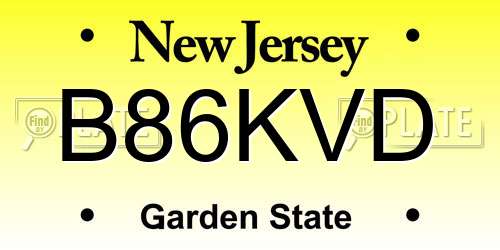 B86KVD New Jersey License Plate