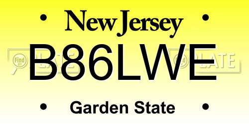 B86LWE New Jersey License Plate