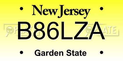 B86LZA New Jersey License Plate