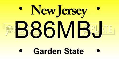 B86MBJ New Jersey License Plate