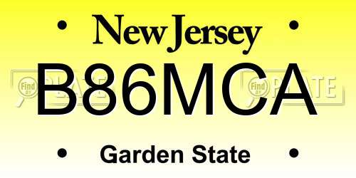 B86MCA New Jersey License Plate