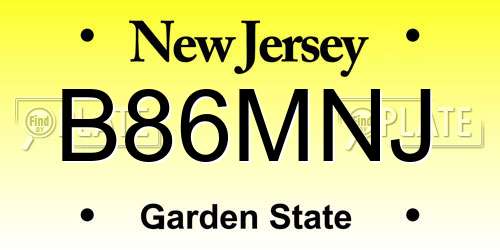 B86MNJ New Jersey License Plate
