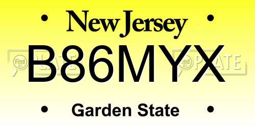 B86MYX New Jersey License Plate