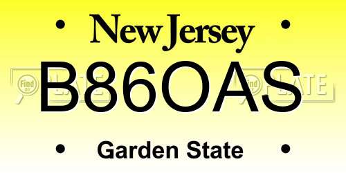 B86OAS New Jersey License Plate