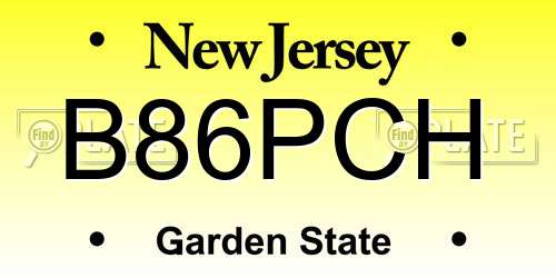 B86PCH New Jersey License Plate