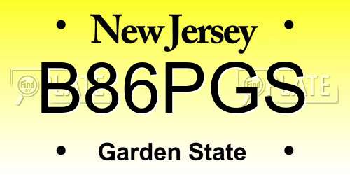 B86PGS New Jersey License Plate