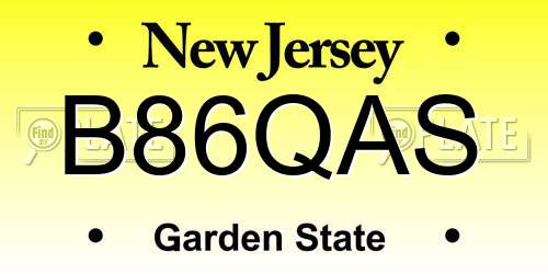 B86QAS New Jersey License Plate