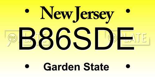 B86SDE New Jersey License Plate