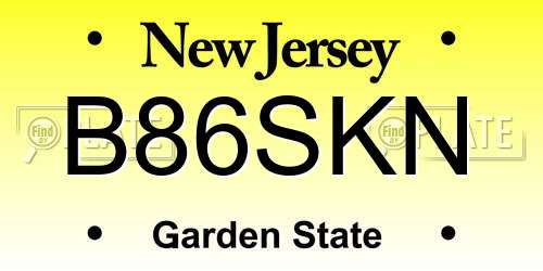 B86SKN New Jersey License Plate