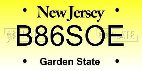 B86SOE New Jersey License Plate
