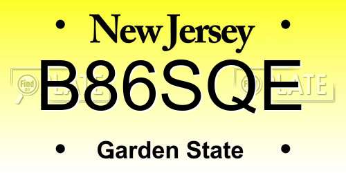 B86SQE New Jersey License Plate