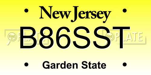 B86SST New Jersey License Plate