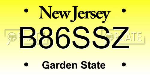 B86SSZ New Jersey License Plate