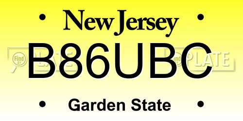 B86UBC New Jersey License Plate