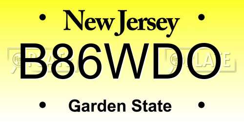 B86WDO New Jersey License Plate