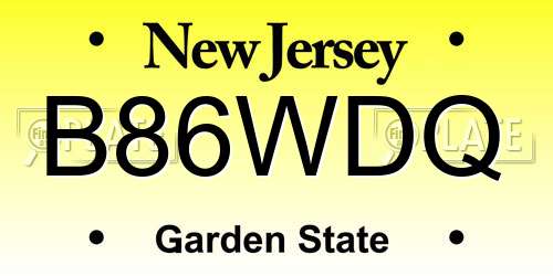 B86WDQ New Jersey License Plate