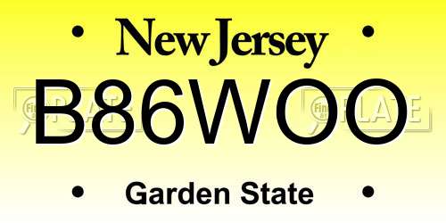 B86WOO New Jersey License Plate