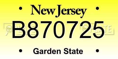 B870725 New Jersey License Plate