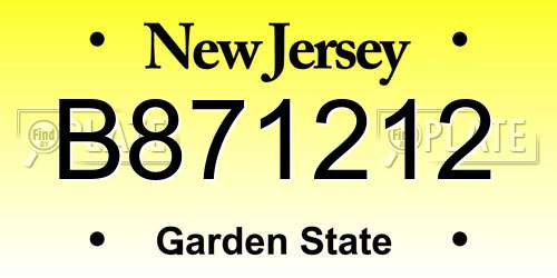 B871212 New Jersey License Plate