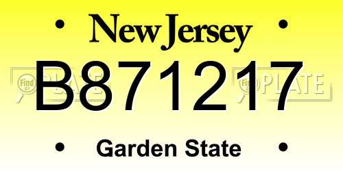 B871217 New Jersey License Plate