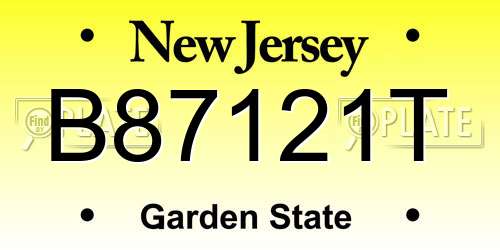 B87121T New Jersey License Plate