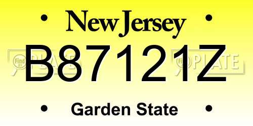B87121Z New Jersey License Plate
