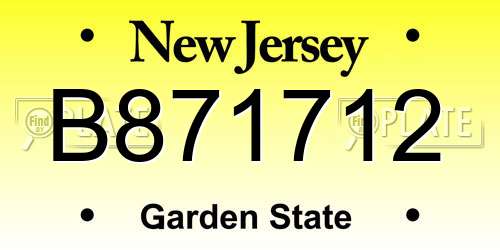 B871712 New Jersey License Plate