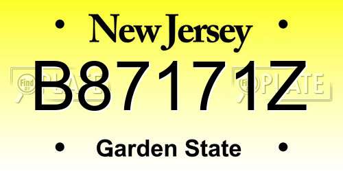 B87171Z New Jersey License Plate