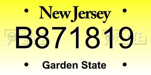 B871819 New Jersey License Plate