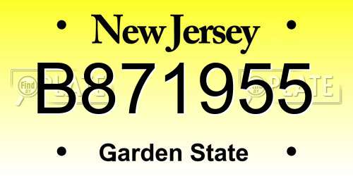 B871955 New Jersey License Plate