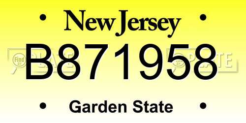 B871958 New Jersey License Plate