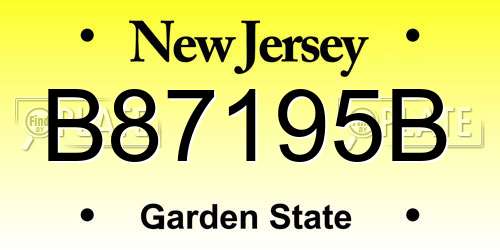 B87195B New Jersey License Plate