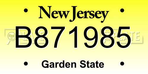 B871985 New Jersey License Plate