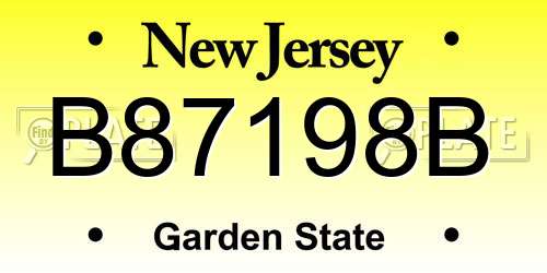 B87198B New Jersey License Plate