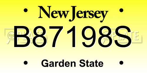 B87198S New Jersey License Plate