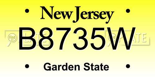 B8735W New Jersey License Plate